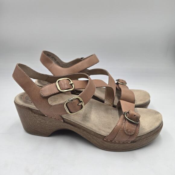 Dansko Sacha Tan Burnished Leather Women's Comfort Sandal - EU 40 US 9.5 - Picture 1 of 9